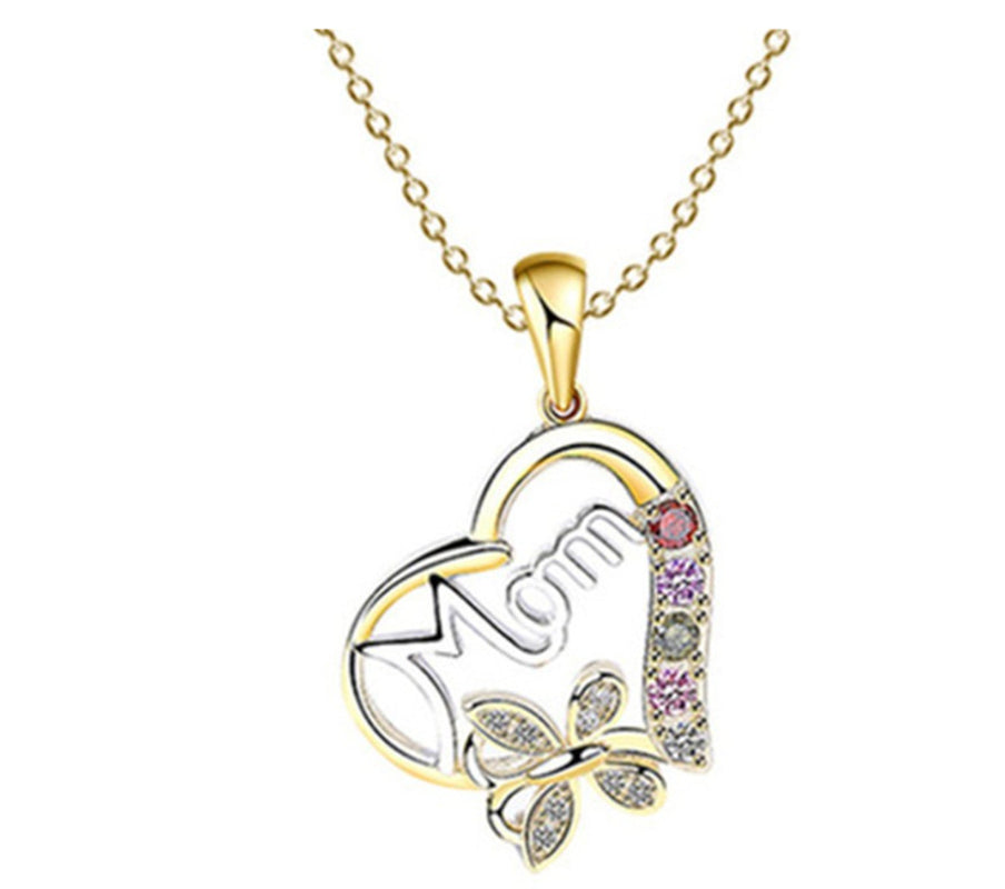 Mother'S Day Gift Hollow Heart English Letter Love Mom Rhinestone Butterfly Finger Ring Jewelry Gift