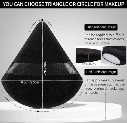 6 Pcs Powder Puff Face Soft Triangle Makeup Puff Velour Makeup Sponge Beauty Blender for Loose Powder (Black)