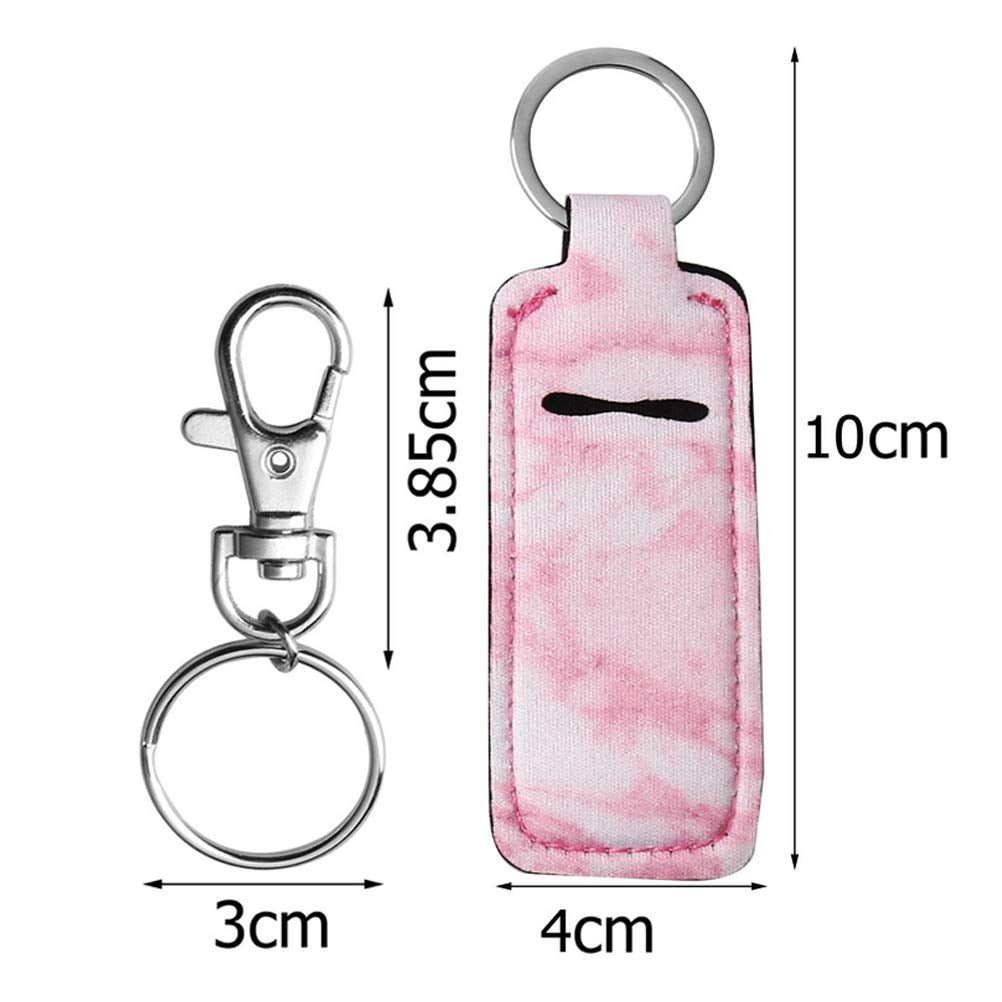 Set of 3 Keychain Holders for Chapsticks and Lip Balm - Stylish Lipstick Holders in Pink, Blue, and Grey