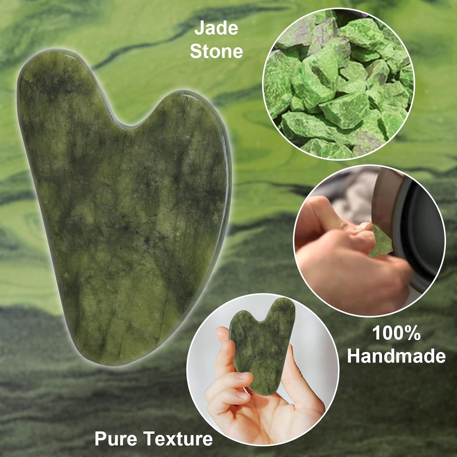Gua Sha Facial Massage Tools - Jade Spa Kit for Skin Care, Puffiness Reduction, and Muscle Tension Relief